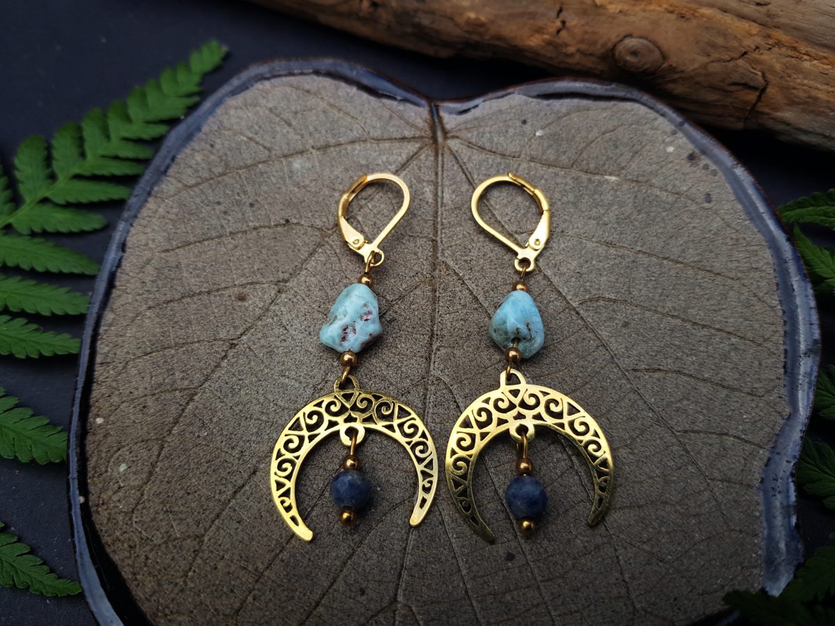 Kolczyki "Nowa Świadomość" - Larimar, Szafir - obrazek 2