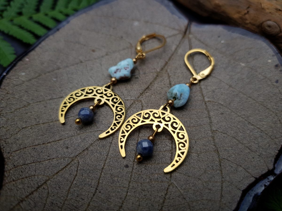 Kolczyki "Nowa Świadomość" - Larimar, Szafir - obrazek 4