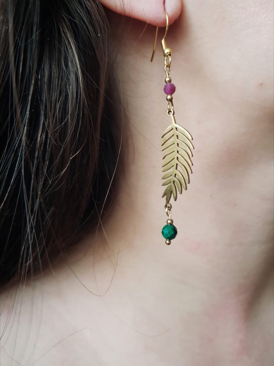 Kolczyki Energetyczne - Malachit, Rubin