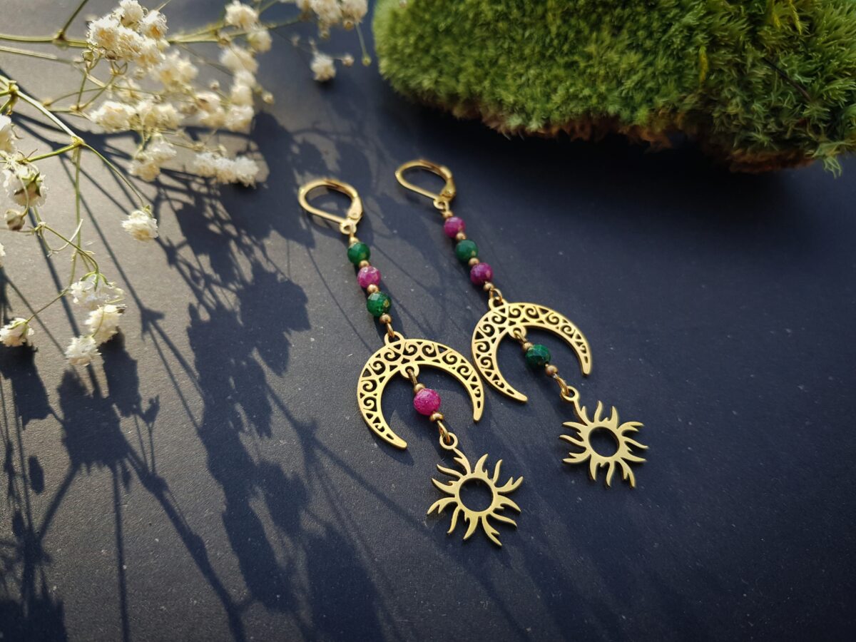 Kolczyki "Harmonia" - Rubin, Malachit