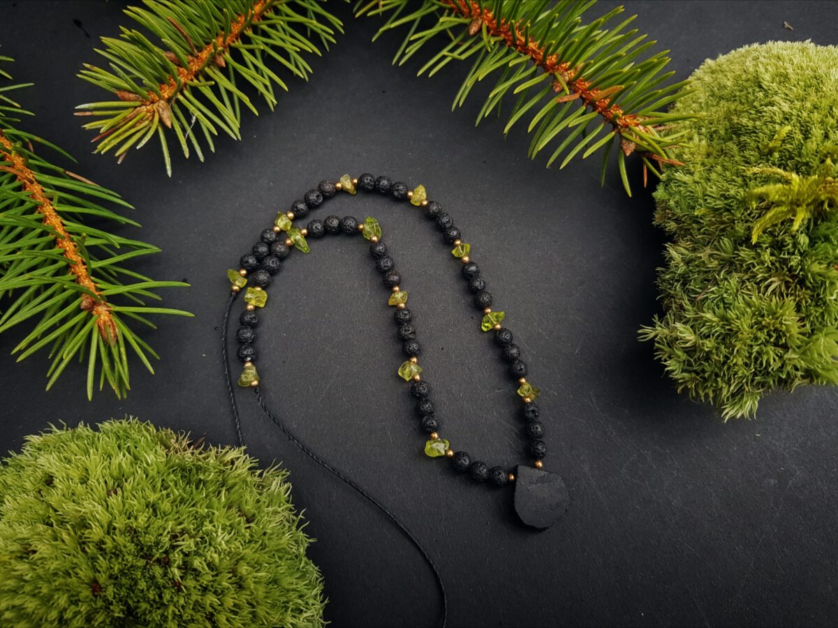 Naszyjnik "Dobre Wibracje"- Turmalin, Lawa wulkaniczna, Peridot - obrazek 9