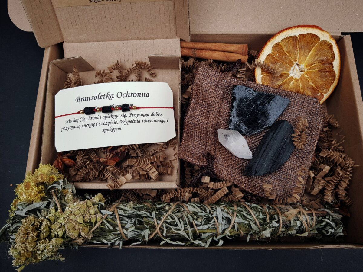 Mini Box Ochronny - Bransoletka z Turmalinami, Minerały w woreczku, Smużka kadzidlana - obrazek 4