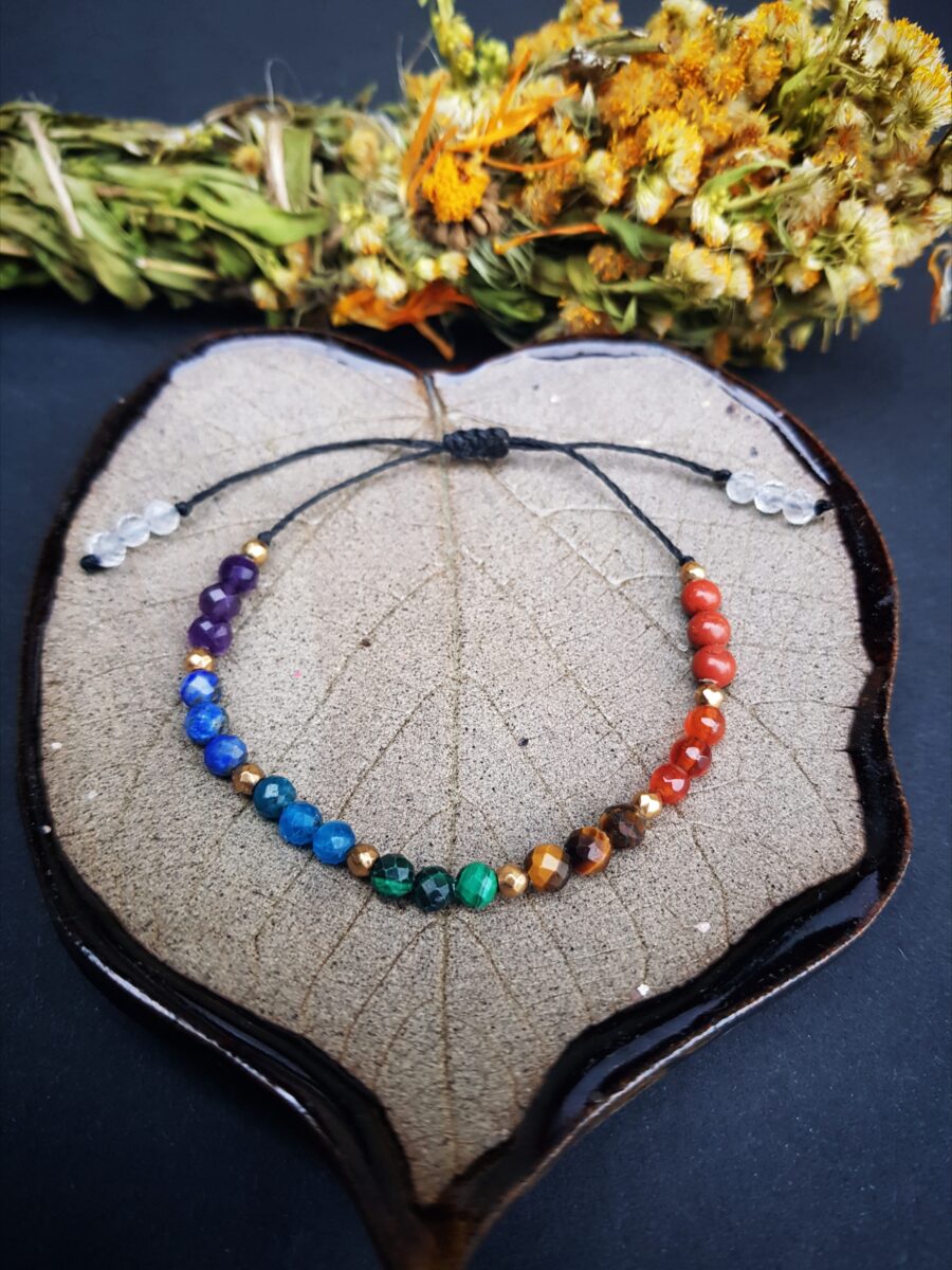 Bransoletka Czakralna - Jaspis, Karneol, Tygrysie oko, Malachit, Apatyt, Lapis lazuli, Ametyst, Kryształ górski - obrazek 3