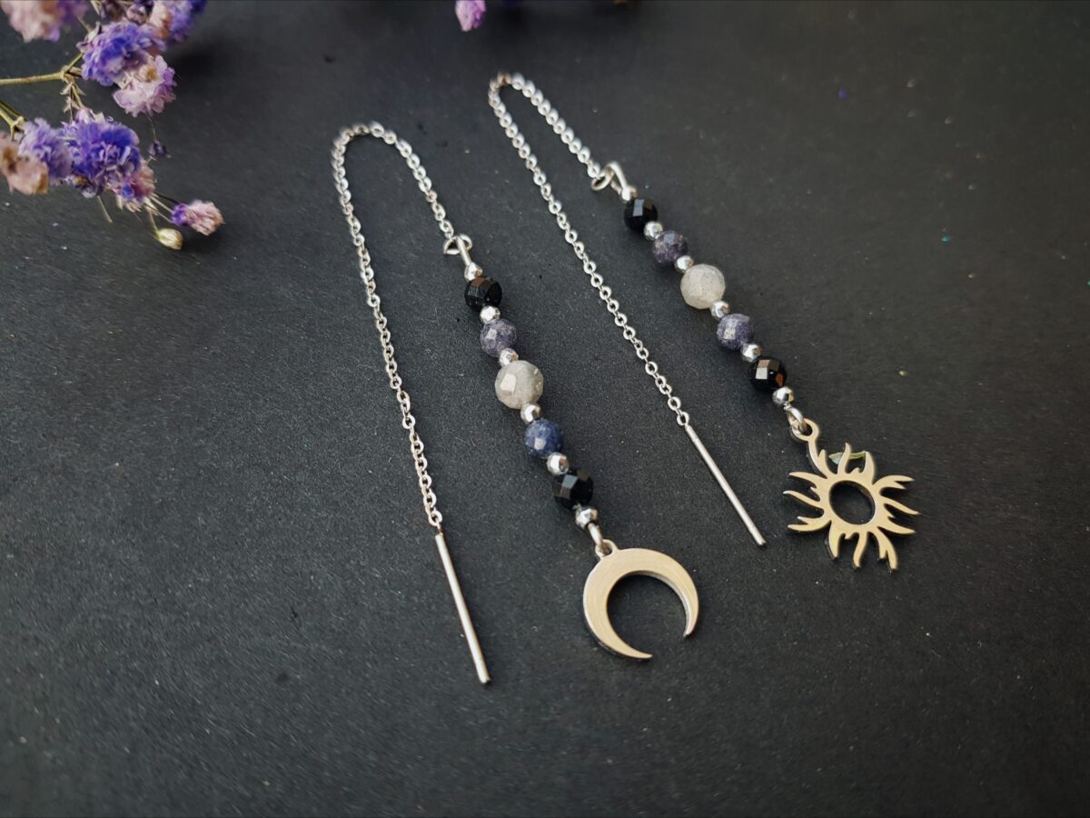 Kolczyki "Harmonia" - Szafir, Labradoryt, Turmalin - obrazek 2