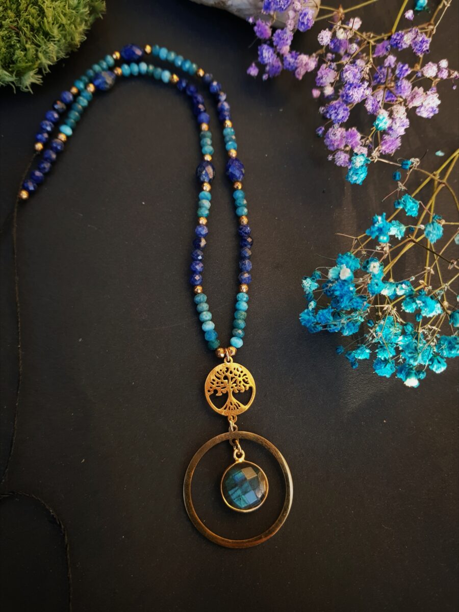 Naszyjnik "Drzewo Świadomości" - Labradoryt, Apatyt, Lapis lazuli - obrazek 7