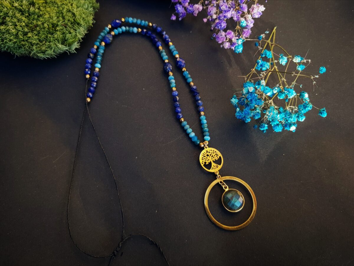 Naszyjnik "Drzewo Świadomości" - Labradoryt, Apatyt, Lapis lazuli - obrazek 6
