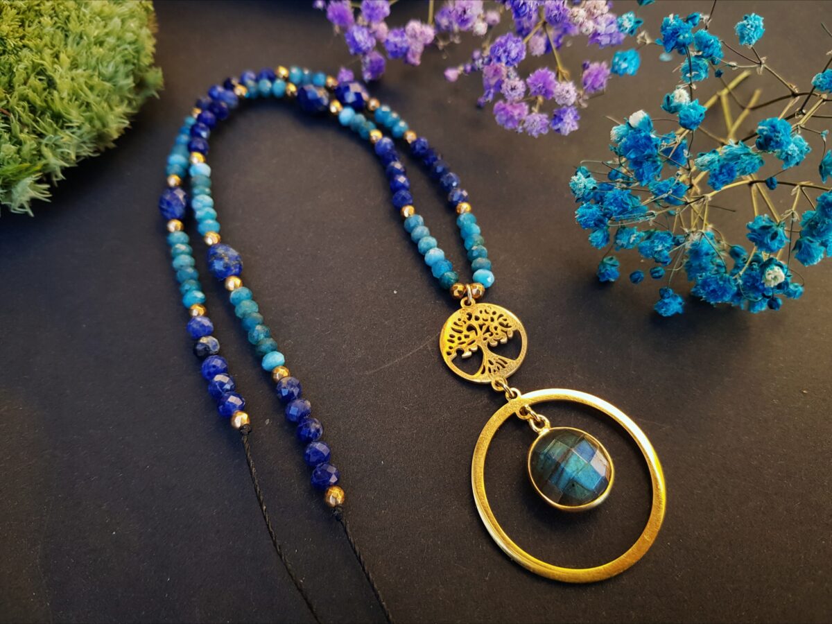Naszyjnik "Drzewo Świadomości" - Labradoryt, Apatyt, Lapis lazuli - obrazek 8