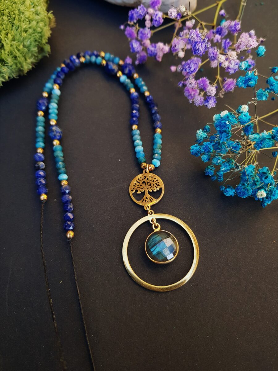 Naszyjnik "Drzewo Świadomości" - Labradoryt, Apatyt, Lapis lazuli - obrazek 5