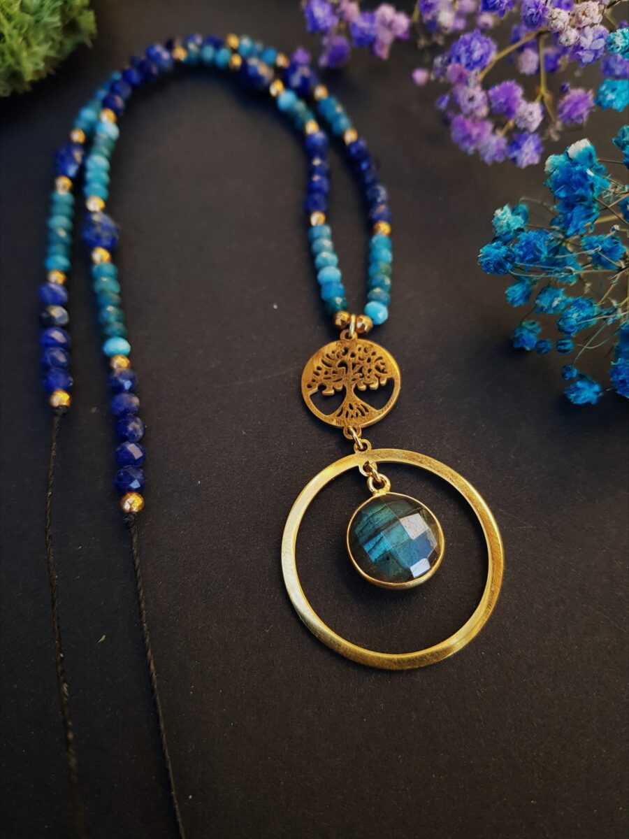 Naszyjnik "Drzewo Świadomości" - Labradoryt, Apatyt, Lapis lazuli - obrazek 4