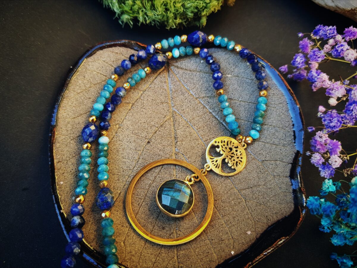 Naszyjnik "Drzewo Świadomości" - Labradoryt, Apatyt, Lapis lazuli - obrazek 2