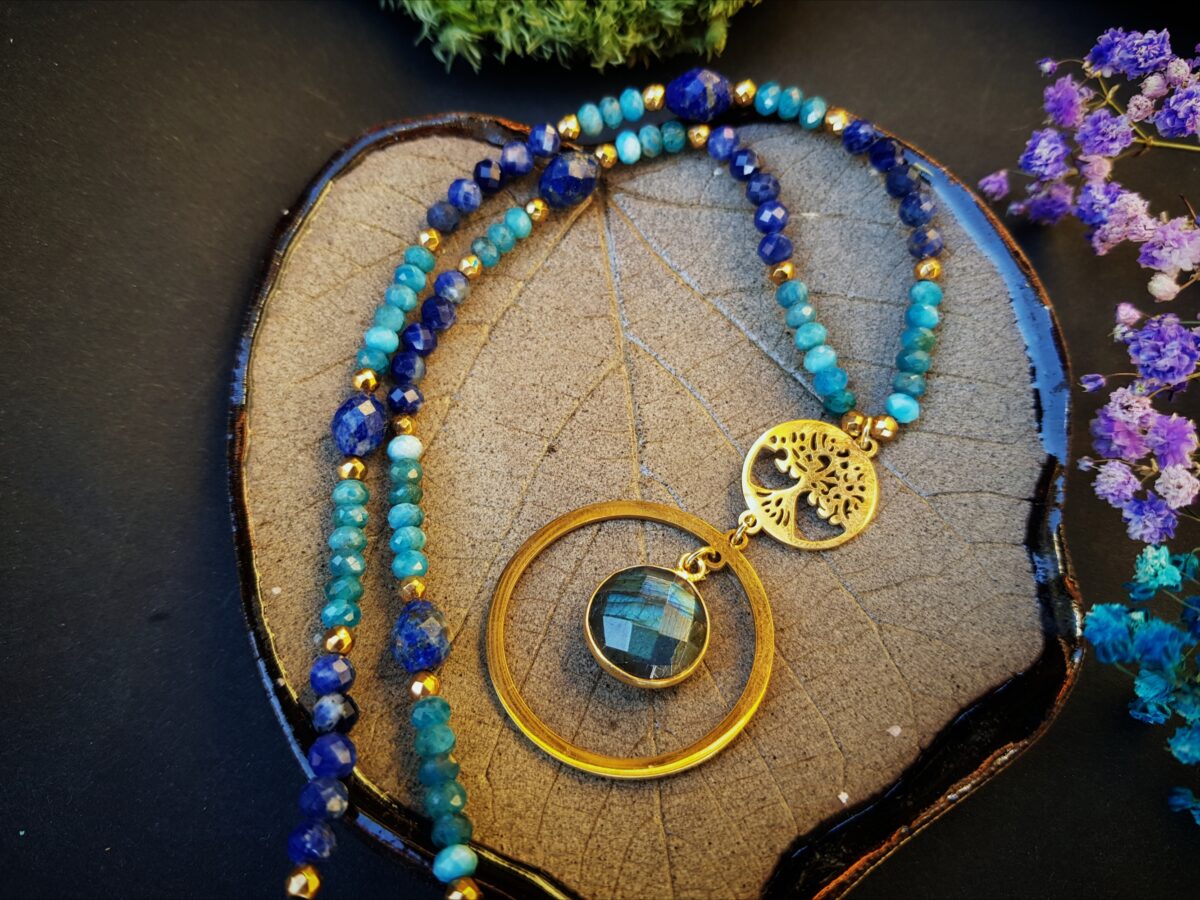 Naszyjnik "Drzewo Świadomości" - Labradoryt, Apatyt, Lapis lazuli - obrazek 10