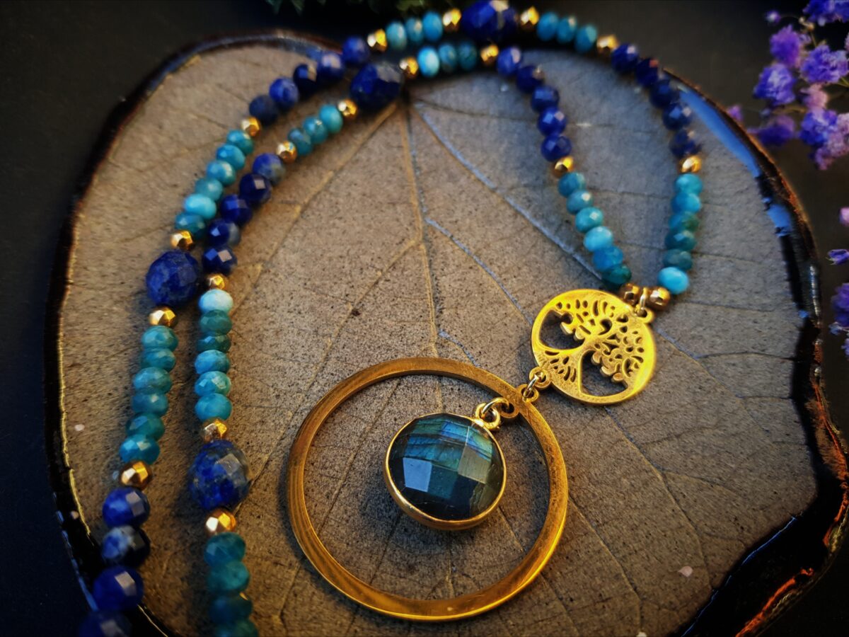 Naszyjnik "Drzewo Świadomości" - Labradoryt, Apatyt, Lapis lazuli - obrazek 9