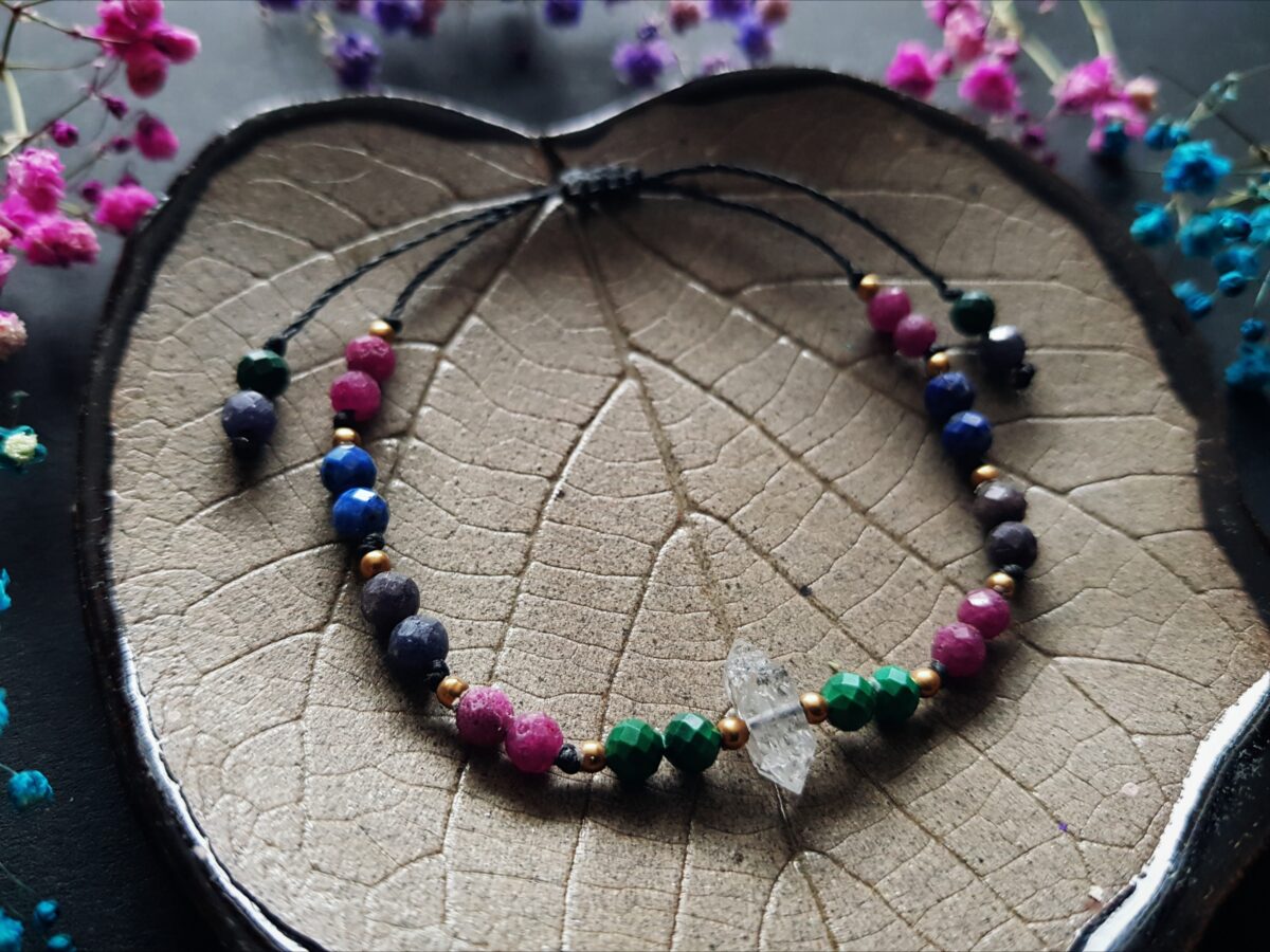 Bransoletka "Uzdrowicielka" - Herkimer, Szafir, Rubin, Malachit, Lapis lazuli