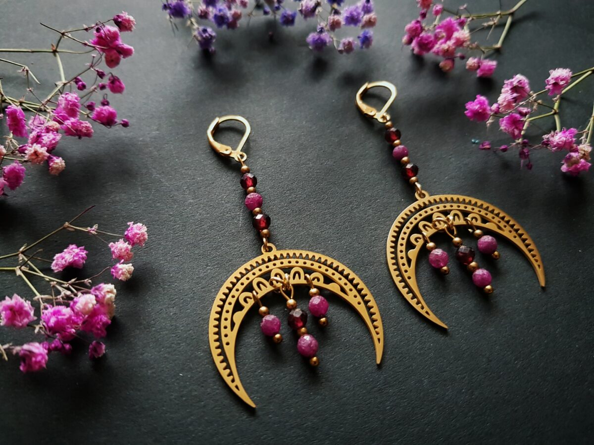 Kolczyki Sensualne - Rubin, Granat - obrazek 4