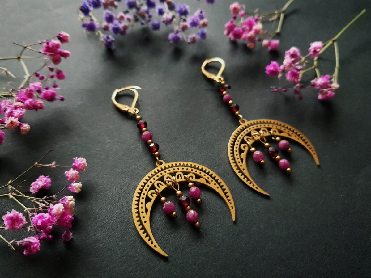 Kolczyki Sensualne - Rubin, Granat - obrazek 3