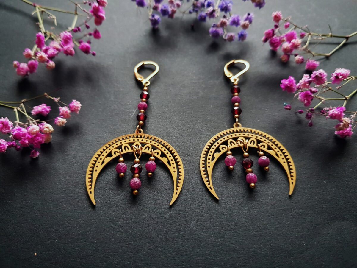 Kolczyki Sensualne - Rubin, Granat - obrazek 2