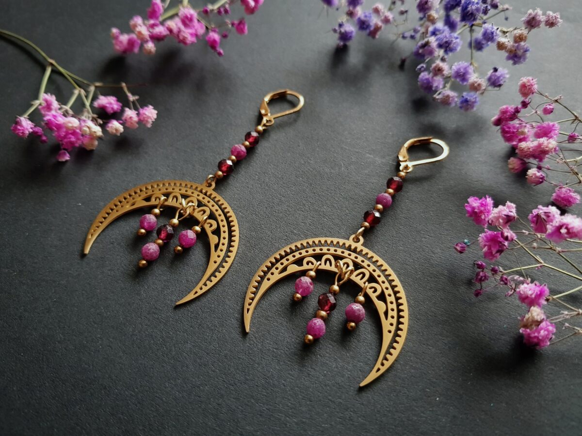 Kolczyki Sensualne - Rubin, Granat