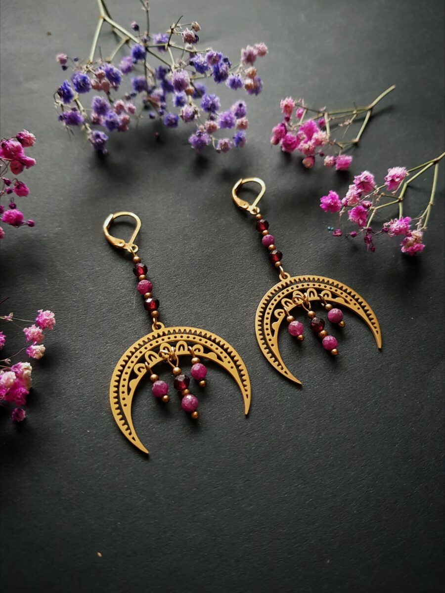 Kolczyki Sensualne - Rubin, Granat - obrazek 5