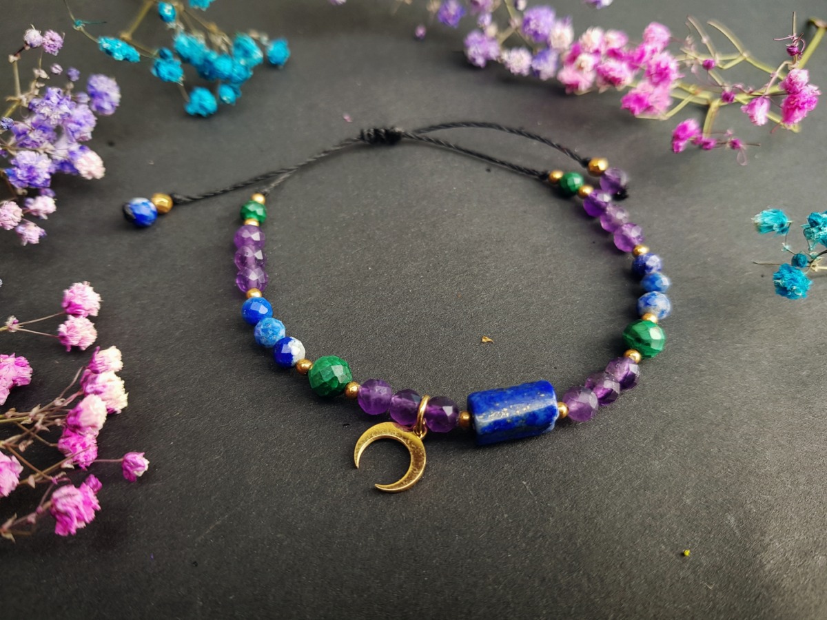 Bransoletka "Mądrość Serca" - Lapis lazuli, Ametyst, Malachit