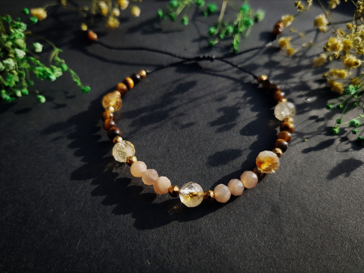 Bransoletka Wewnętrznego Słońca - Tygrysie oko, Kamień słoneczny, Cytryn - obrazek 2