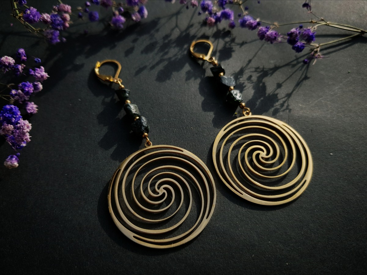 Kolczyki Wiedźmuszki - Turmalin czarny - obrazek 2