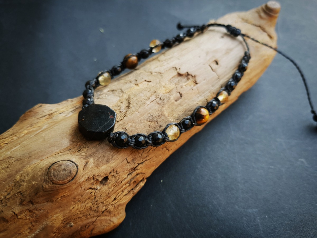 Bransoletka męska "Wytrwałość i Obfitość" - Onyks, Cytryn, Tygrysie oko