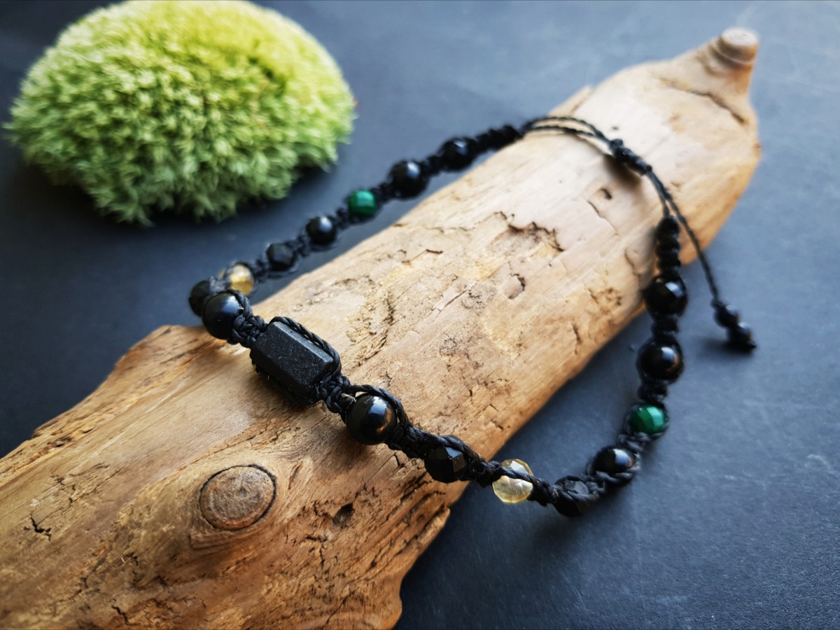 Bransoletka Męska "DobroStan" - Turmalin, Onyks, Cytryn, Malachit