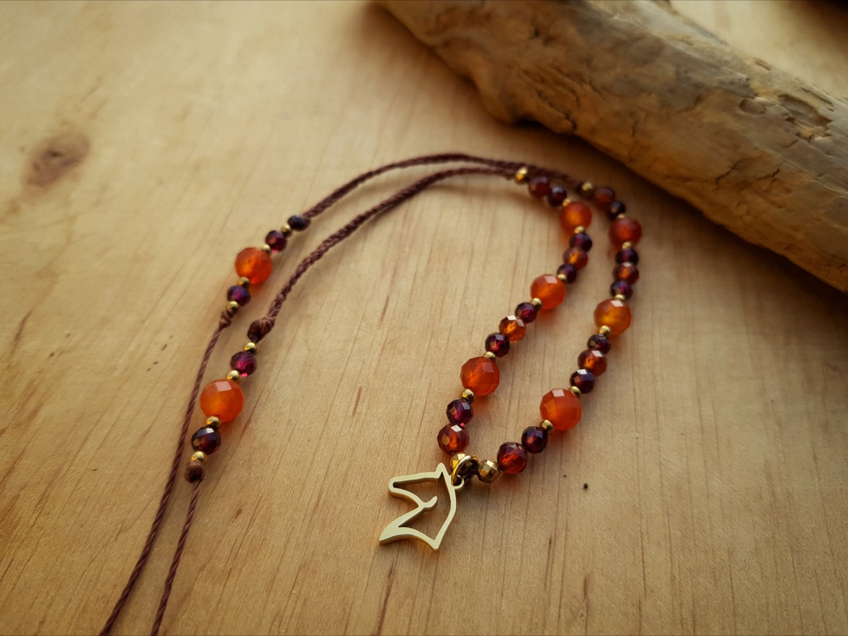 Naszyjnik "Energetyczna Moc" - Karneol, Granat