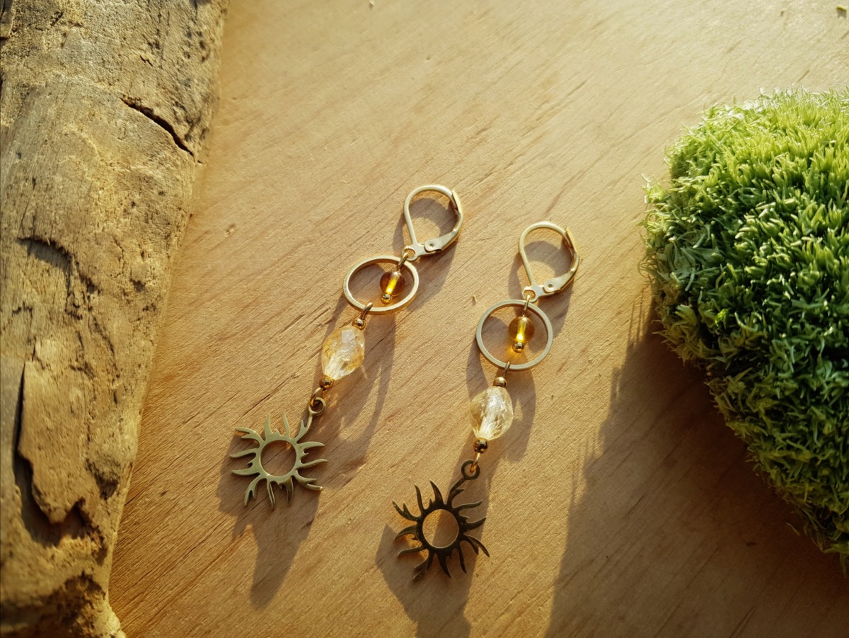 Kolczyki "Światło" - Cytryn, Bursztyn