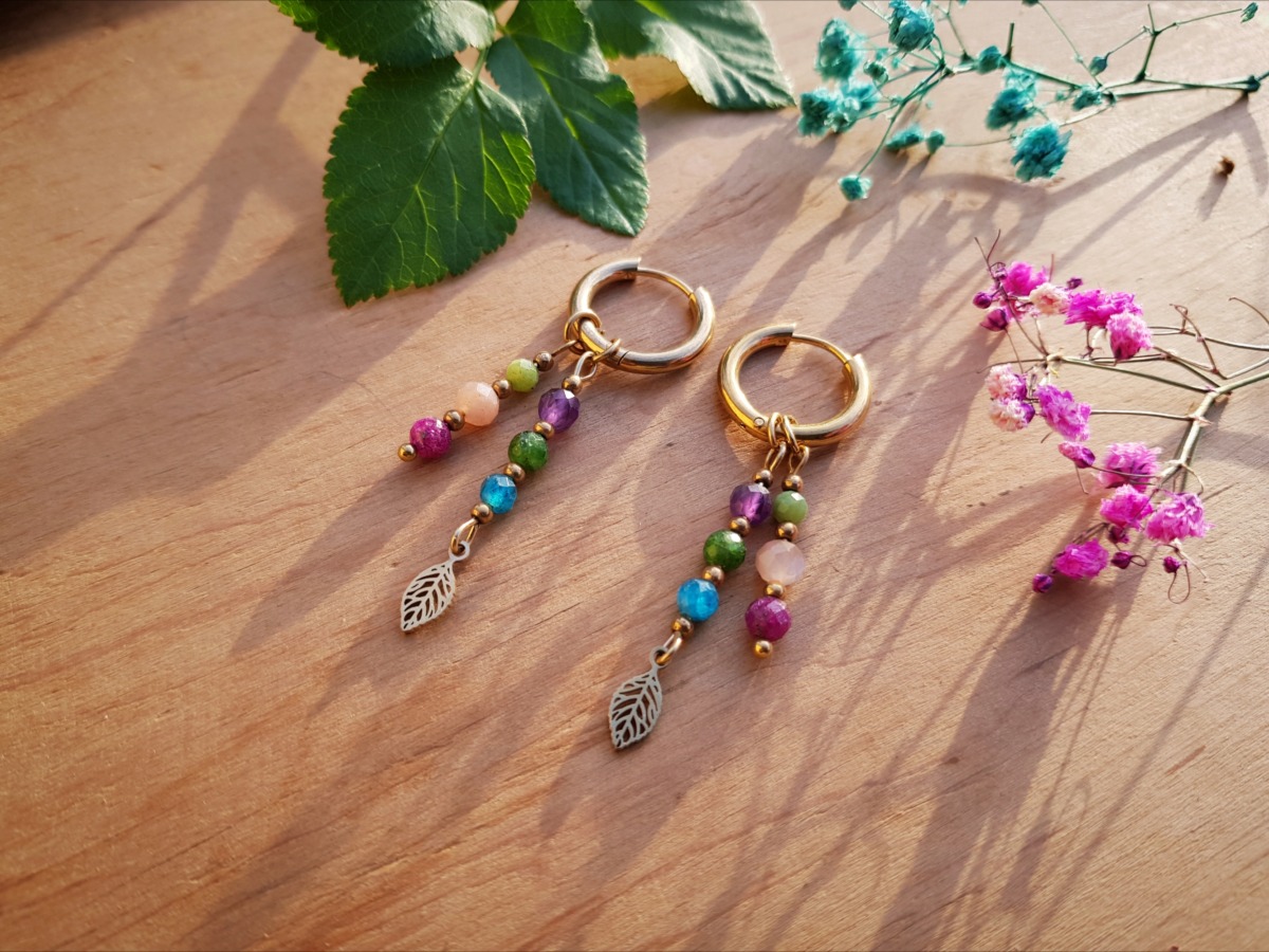 Kolczyki „Łąka” – Diopsyd, Nefryt, Apatyt, Rubin, Ametyst, Kamień słoneczny