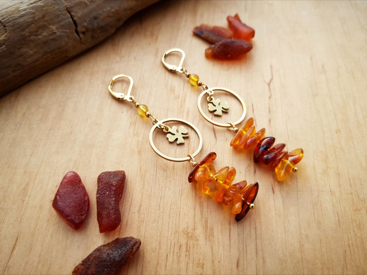 Kolczyki "Szczęście" z Bursztynem