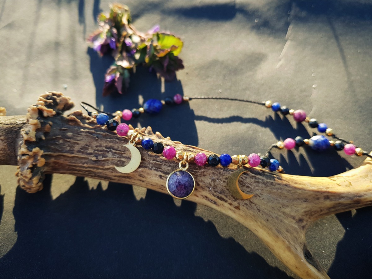 Naszyjnik Potrójnej Bogini - Lapis lazuli, Turmalin, Rubin - obrazek 4