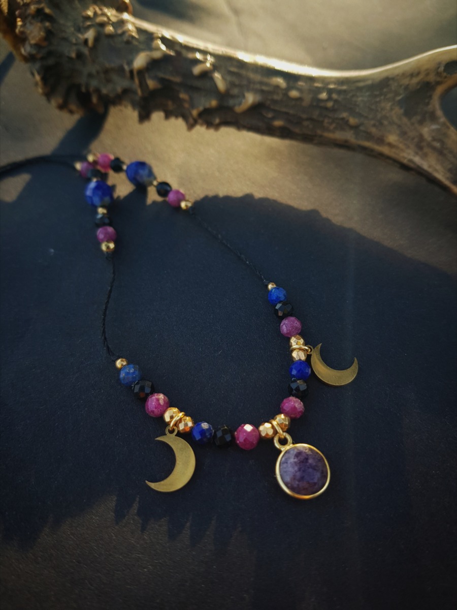 Naszyjnik Potrójnej Bogini - Lapis lazuli, Turmalin, Rubin - obrazek 10