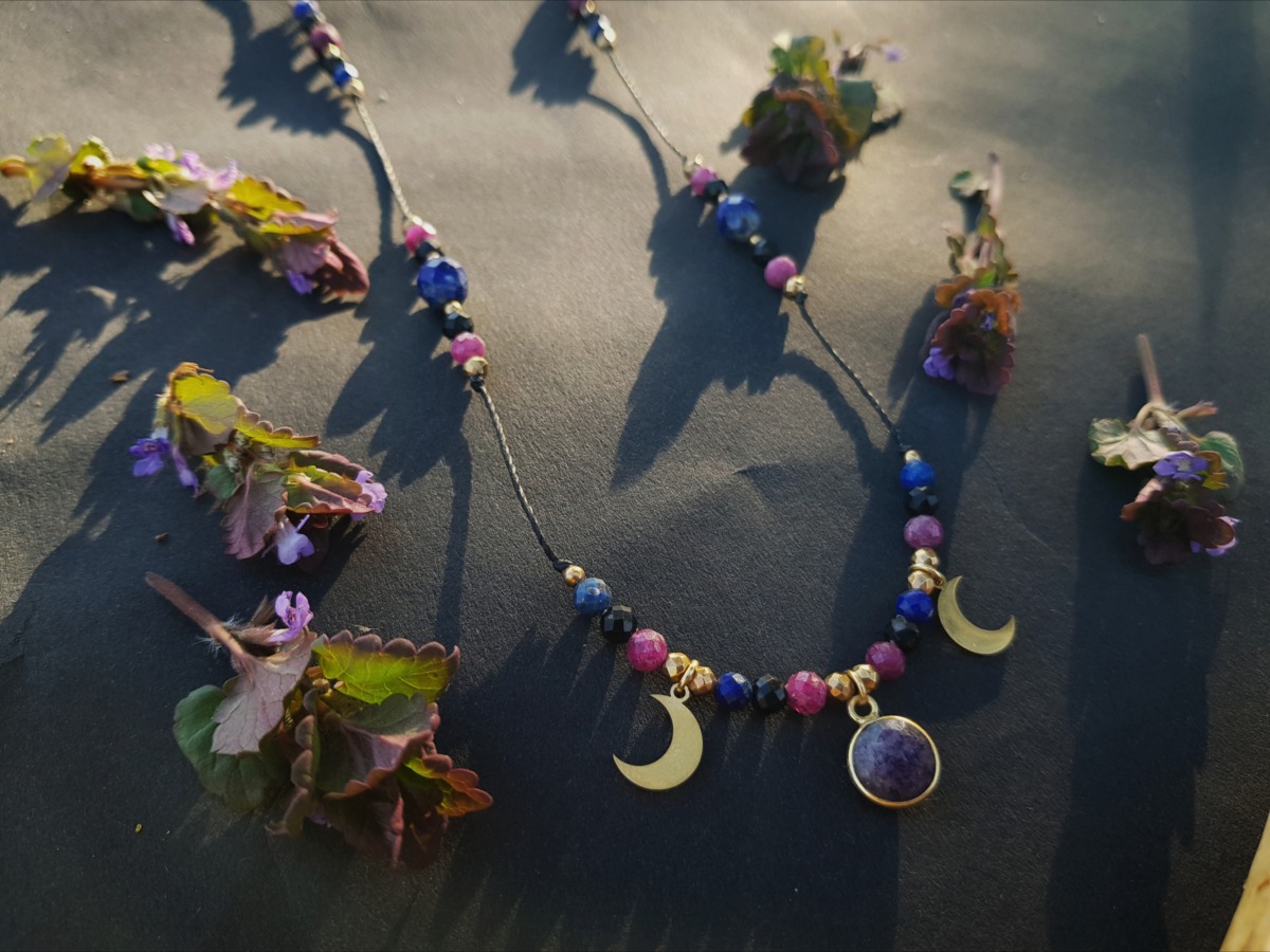 Naszyjnik Potrójnej Bogini - Lapis lazuli, Turmalin, Rubin - obrazek 6