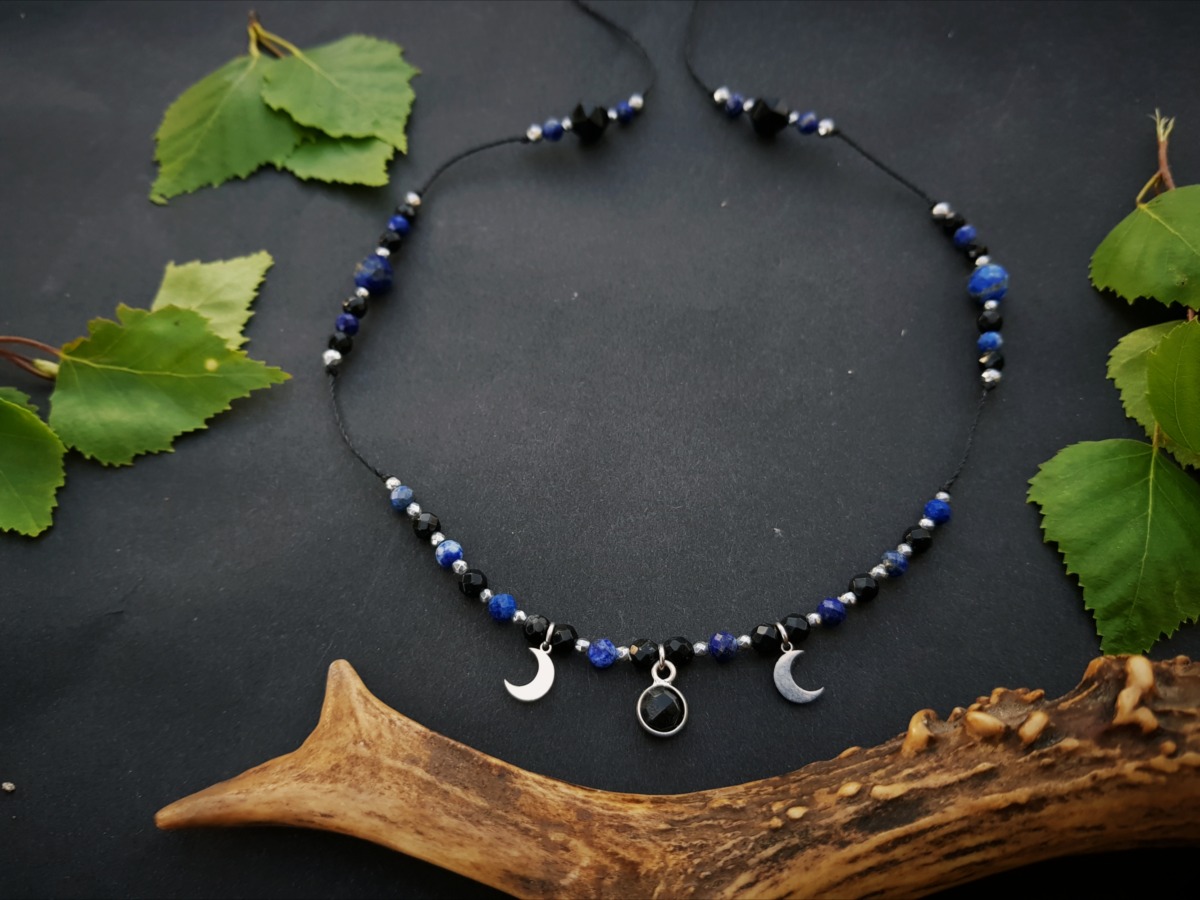 Naszyjnik "Bogini Magii" - Onyks, Lapis lazuli