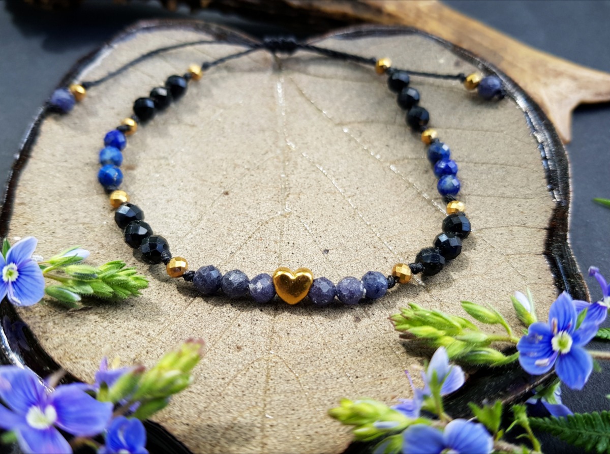 Bransoletka "Ochrona i Harmonia" - Szafir, Turmalin, Lapis lazuli - obrazek 2