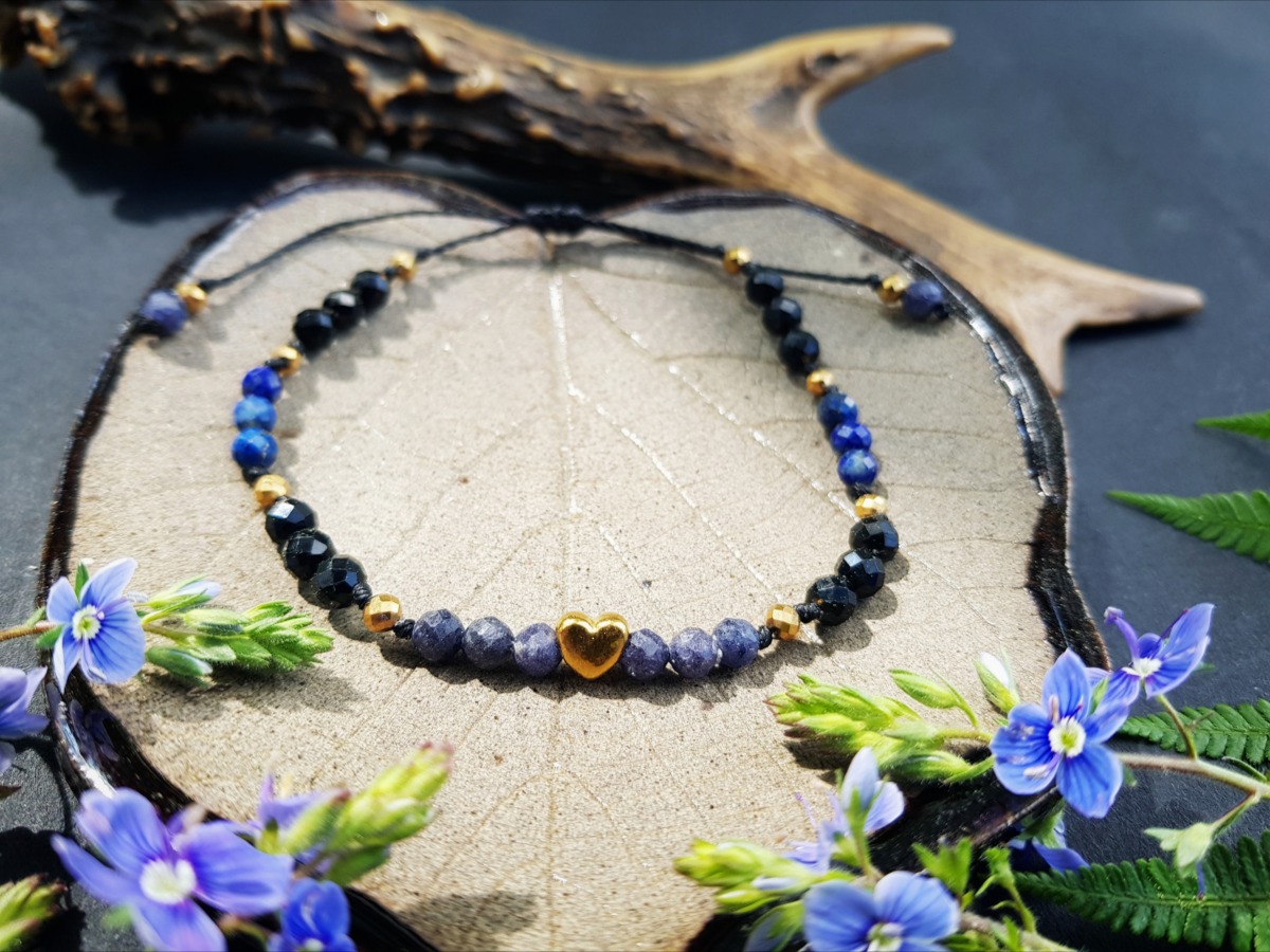 Bransoletka "Ochrona i Harmonia" - Szafir, Turmalin, Lapis lazuli
